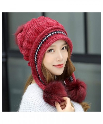 Fashion Womens Flower Knit Crochet Hat Winter Warm Cap Beret for Men French Red-b $13.93 Berets