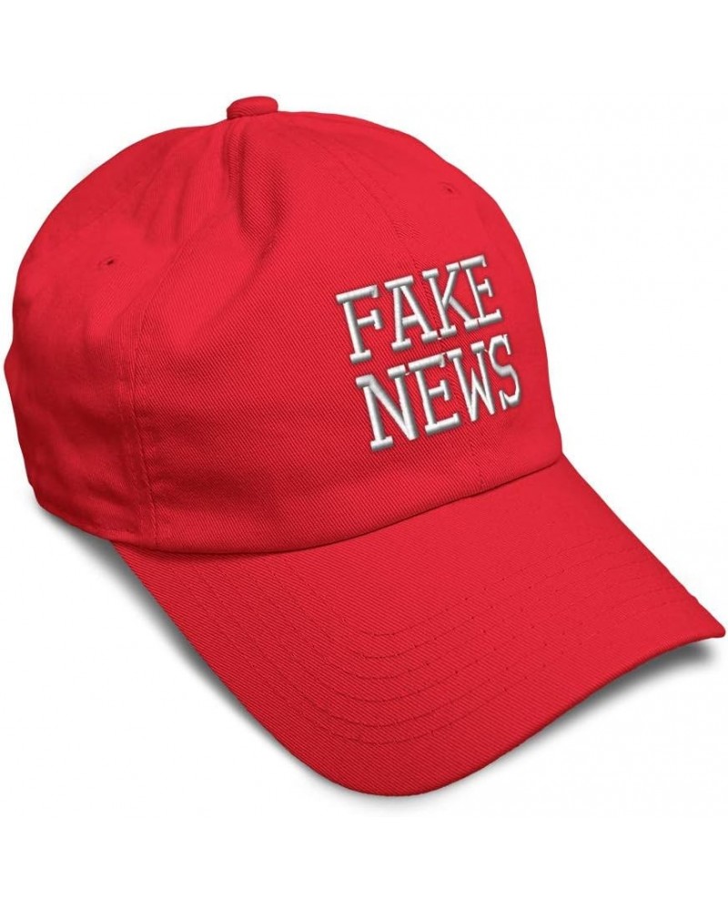 Soft Baseball Cap Fake News White Embroidery Humor Fraud Cotton Information Dad Hats for Men & Women Red Design Only $16.79 B...