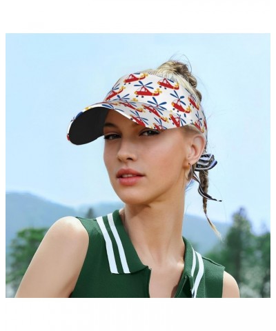 Coffee Rugby Ladies Visor Hat Golf Visor Sport Sun Visor Hats for Women and Men Cartoon Helicopter $11.33 Visors