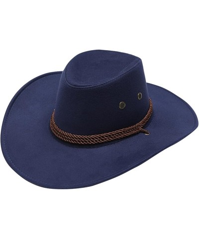 Adult Casual Solid Summer Western Fashion Cowboy Sun Hat Wide Brim Travel Sun Cap Cowboy Hat 7 1/4 Navy 1 $14.47 Fedoras