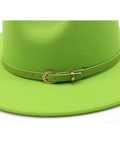 Women's Floppy Fedora Hat, Wide Brim Panama Hat with Belt Buckle Solid Color Wool Felt Wedding Summer Hats Red1 $15.37 Fedoras