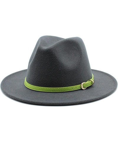 Women's Floppy Fedora Hat, Wide Brim Panama Hat with Belt Buckle Solid Color Wool Felt Wedding Summer Hats Red1 $15.37 Fedoras