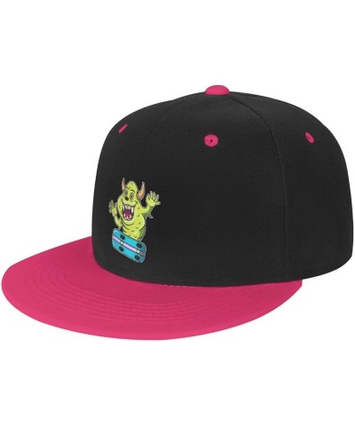 Cute Green Monster Baseball Cap for Men Women Snapback Hat Adjustable Flat Bill Hats Pink $12.11 Baseball Caps