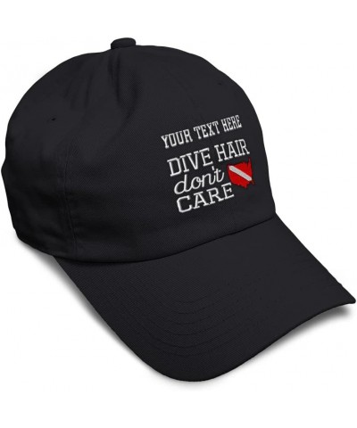 Soft Baseball Cap Dive Hair Don't Care Embroidery Humor Country Twill Cotton Dad Hats for Men & Women Black Personalized Text...