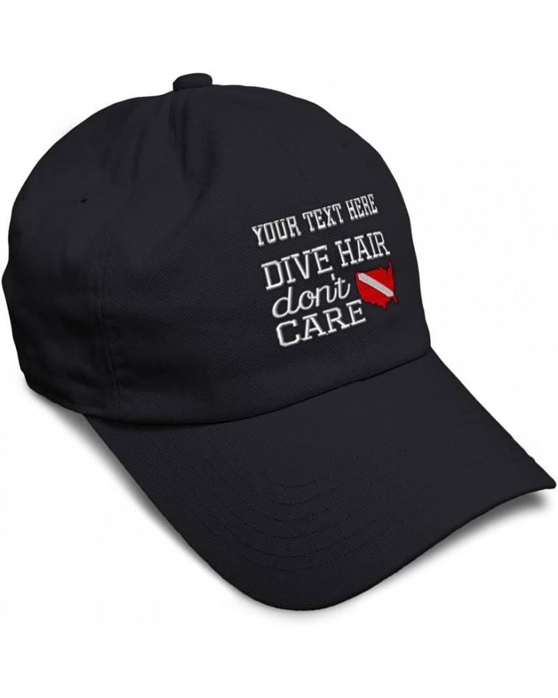 Soft Baseball Cap Dive Hair Don't Care Embroidery Humor Country Twill Cotton Dad Hats for Men & Women Black Personalized Text...