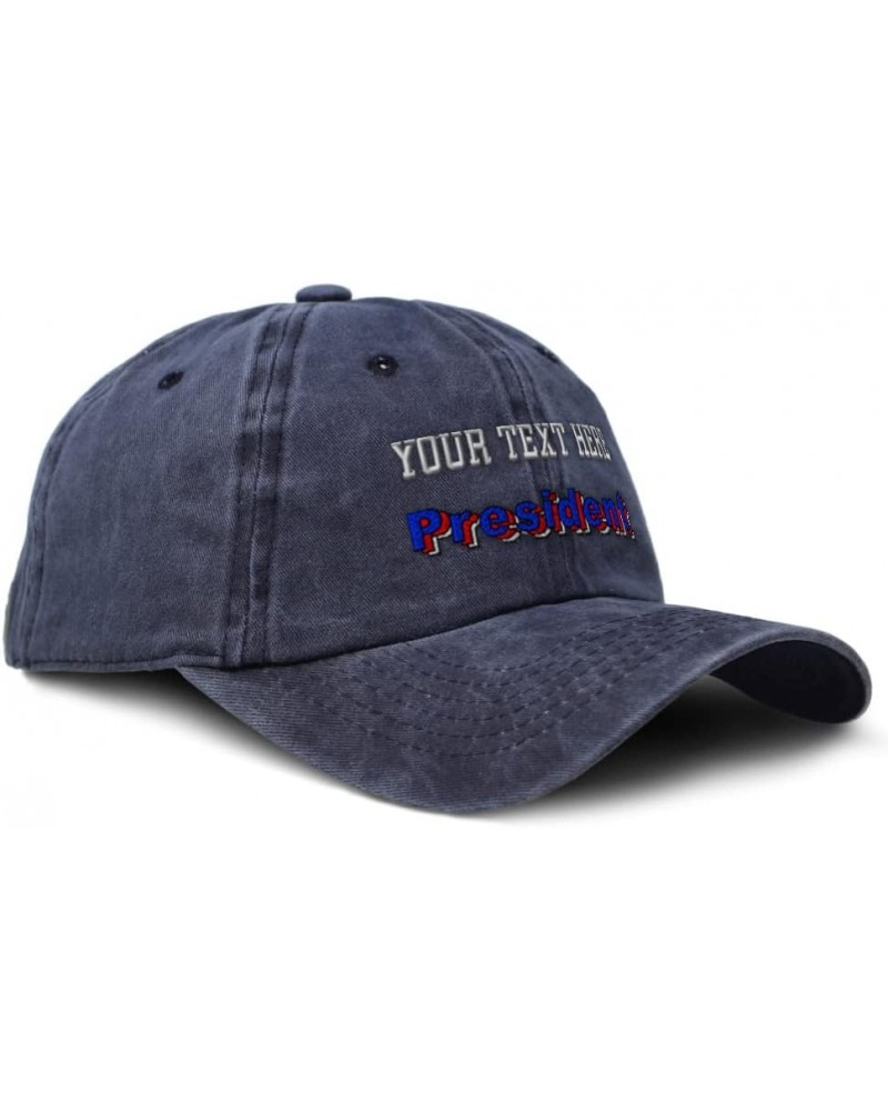 Soft Washed Baseball Cap President Cotton Dad Hats for Men & Women Navy Personalized Text Here $13.23 Baseball Caps