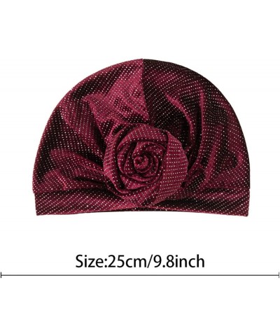 Turban Hats African Double Layered Headwraps Soft Pre-Tied Bonnet Hair Wrap Stretch Ruffles Turbans for Black Hot Pink $5.79 ...