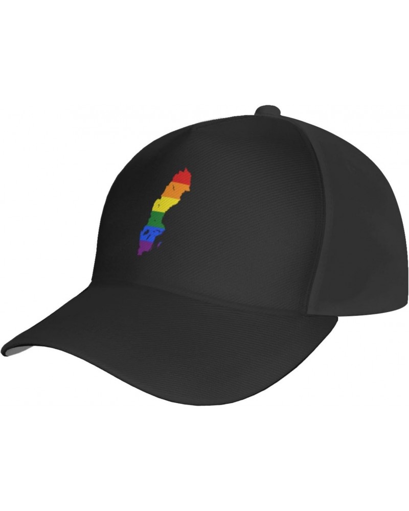 Adjustable LGBT Flag Map of Sweden Baseball Cap for Men Women Baseball Hat Outdoor Casual Breathable Caps Trucker Hats Sun Ha...