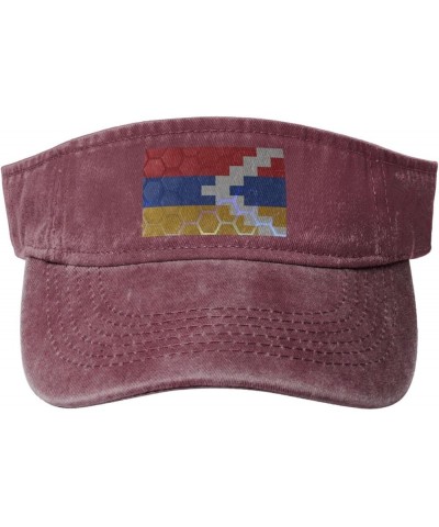 Flag of Artsakh Sun Hat Sun Visor Hats for Women Men Baseball Cap Golf Hats Red $9.94 Visors