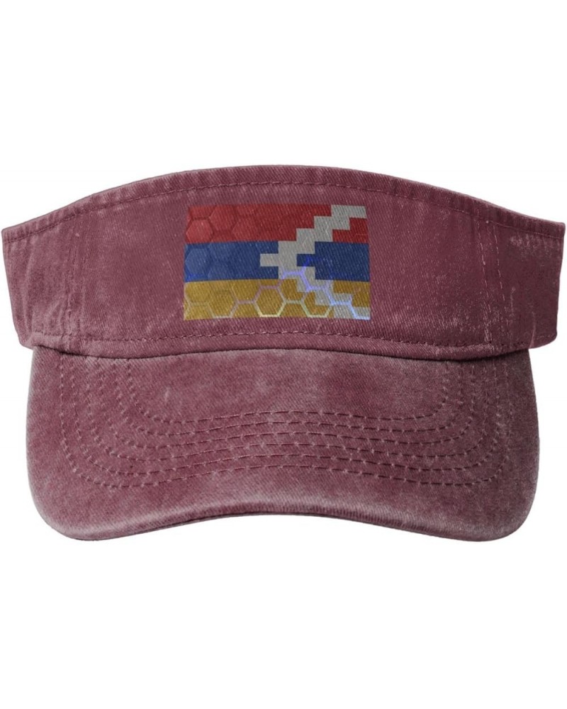 Flag of Artsakh Sun Hat Sun Visor Hats for Women Men Baseball Cap Golf Hats Red $9.94 Visors