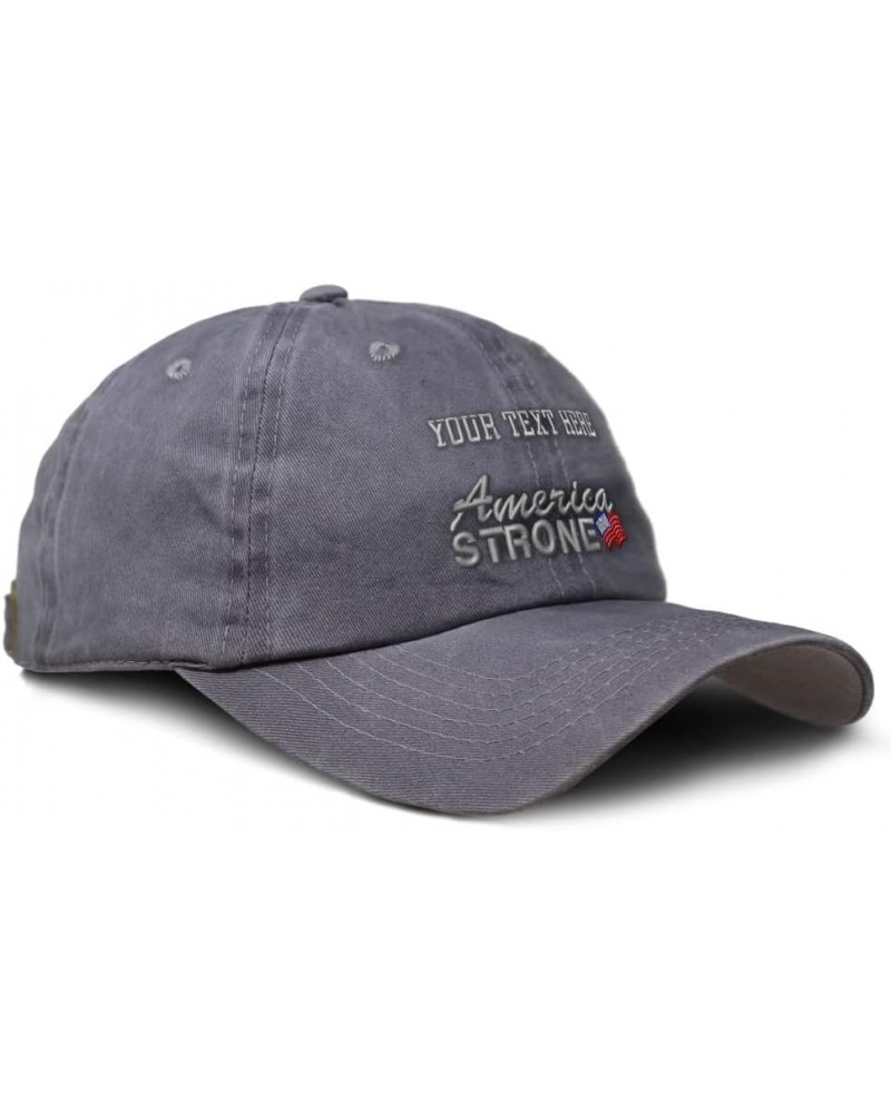 Custom Soft Washed Baseball Cap America Strone Cotton Dad Hats for Men & Women Grey Personalized Text Here $12.47 Baseball Caps