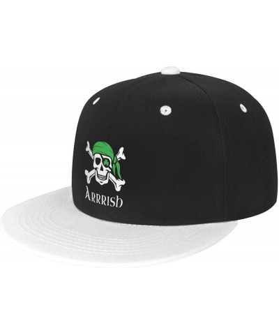 Irish Pirate Skull Baseball Cap Unisex Adjustable Flat Brim Hip Hop Hat White $18.63 Baseball Caps