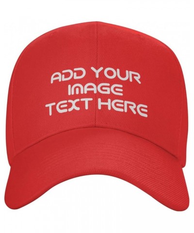 Custom Hat with Your Picture Text Logo Name Personalized Hats Red $7.36 Baseball Caps