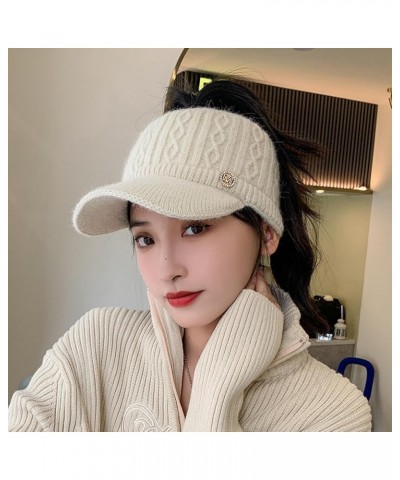 Peaked Hat Winter Sun Protection Autumn Knitting Baseball Women Empty Top Extended Brim Outdoor Sports Golf Beige $7.92 Sun Hats