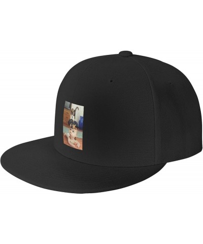 Cute Cat and Dog Baseball Cap for Men Women Snapback Hat Trucker Flat Bill Caps Sun Hat Black $12.48 Baseball Caps