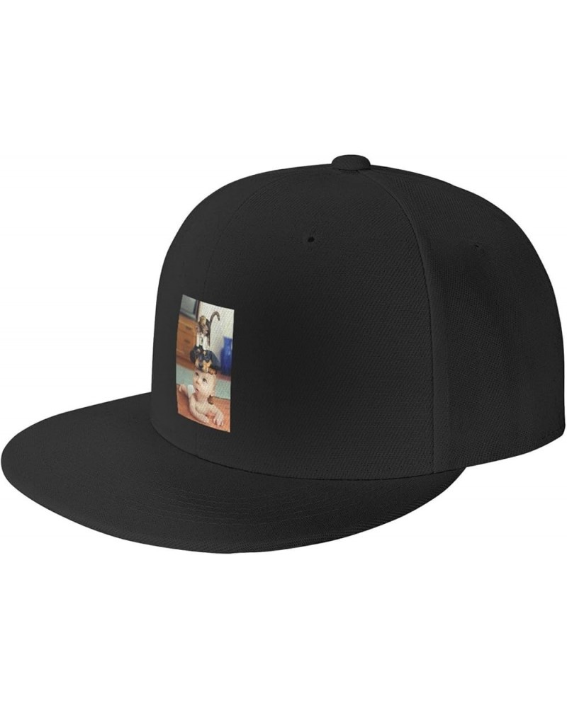 Cute Cat and Dog Baseball Cap for Men Women Snapback Hat Trucker Flat Bill Caps Sun Hat Black $12.48 Baseball Caps