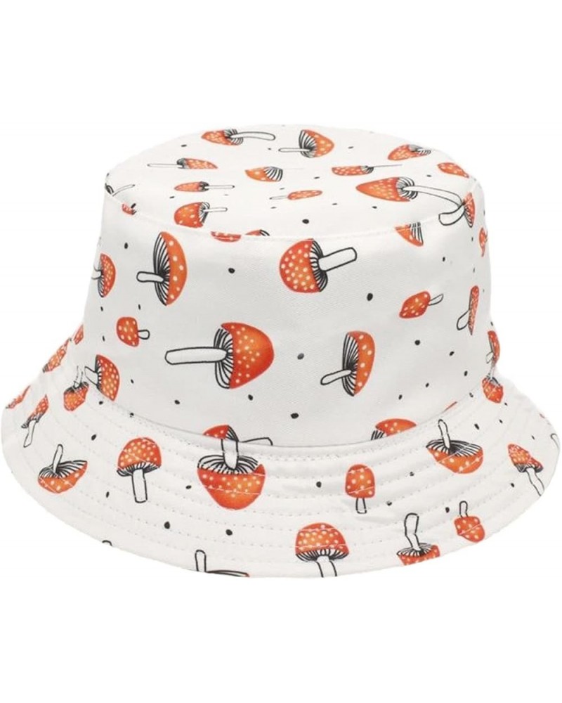 Caps for Women's Mushroom Print Fishermans Hat Mens Fashion Trend Basin Hat Spring Summer Outdoor (White, One Size) One Size ...