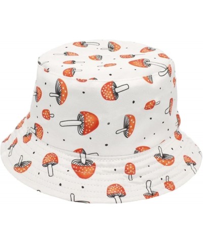 Caps for Women's Mushroom Print Fishermans Hat Mens Fashion Trend Basin Hat Spring Summer Outdoor (White, One Size) One Size ...