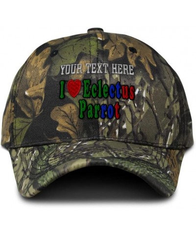 Camo Baseball Cap I Love Eclectus Parrot Birds Cotton Hunting Dad Hats for Men & Women Forest Tree Green Personalized Text He...