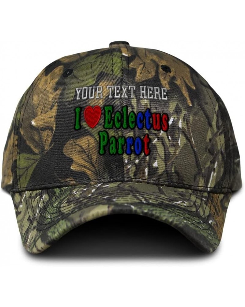 Camo Baseball Cap I Love Eclectus Parrot Birds Cotton Hunting Dad Hats for Men & Women Forest Tree Green Personalized Text He...