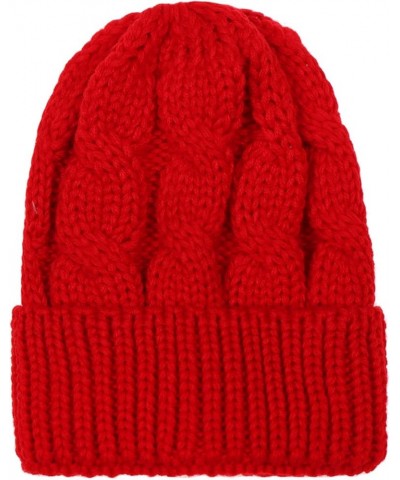 Hat Autumn and Winter Acrylic Knitted Hat Simple Beanie Soft and Warm Red $13.35 Berets