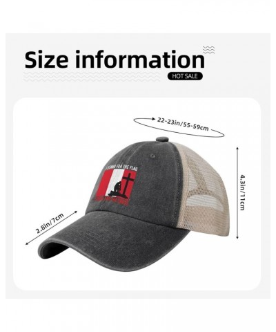 I Stand for The Peru Flag and I Kneel for The Cross Baseball Cap for Women Mens Hats Retro Mesh Caps Dad Hat Black $13.31 Bas...