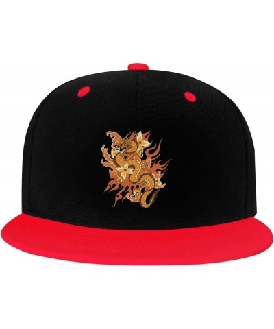 The Mighty Dragon Snapback Hat for Men Women Baseball Cap Trucker Flat Bill Hats Dad Caps Red $13.57 Baseball Caps