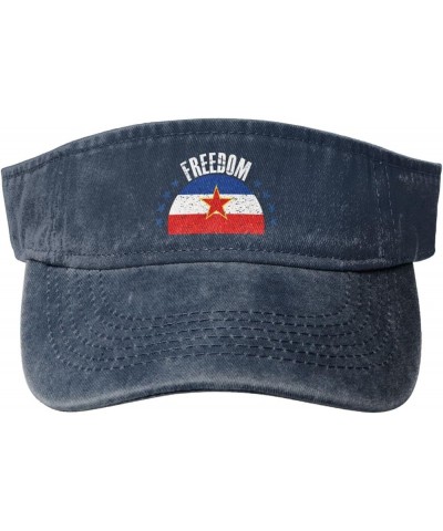 The Yugoslavia Flag and Freedom Sun Visor Hats for Women Men Sun Hat Cotton Golf Hat Vintage Baseball Cap Navy Blue $14.29 Su...