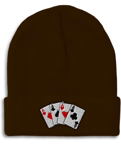 Beanies for Men Poker Cards Game Embroidery Poker Winter Hats for Women Acrylic Skull Cap 1 Size Brown Design Only $9.96 Skul...