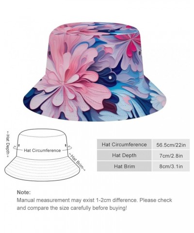 Fishing Hats Colorful Modern Floral Abstract Art Pink Blue Unisex Packable Bucket Hat Sun Hat Mens Womens Bucket Hat Pattern-...