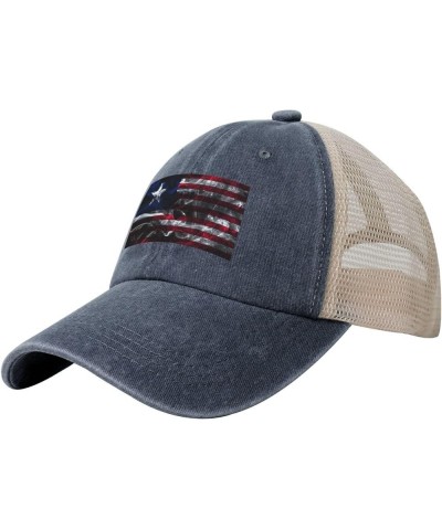 Smoke Flag of Texas Baseball Cap Women Men Mesh Back Hats Vintage Cowboy Hat Dad Caps Navy Blue $9.46 Cowboy Hats