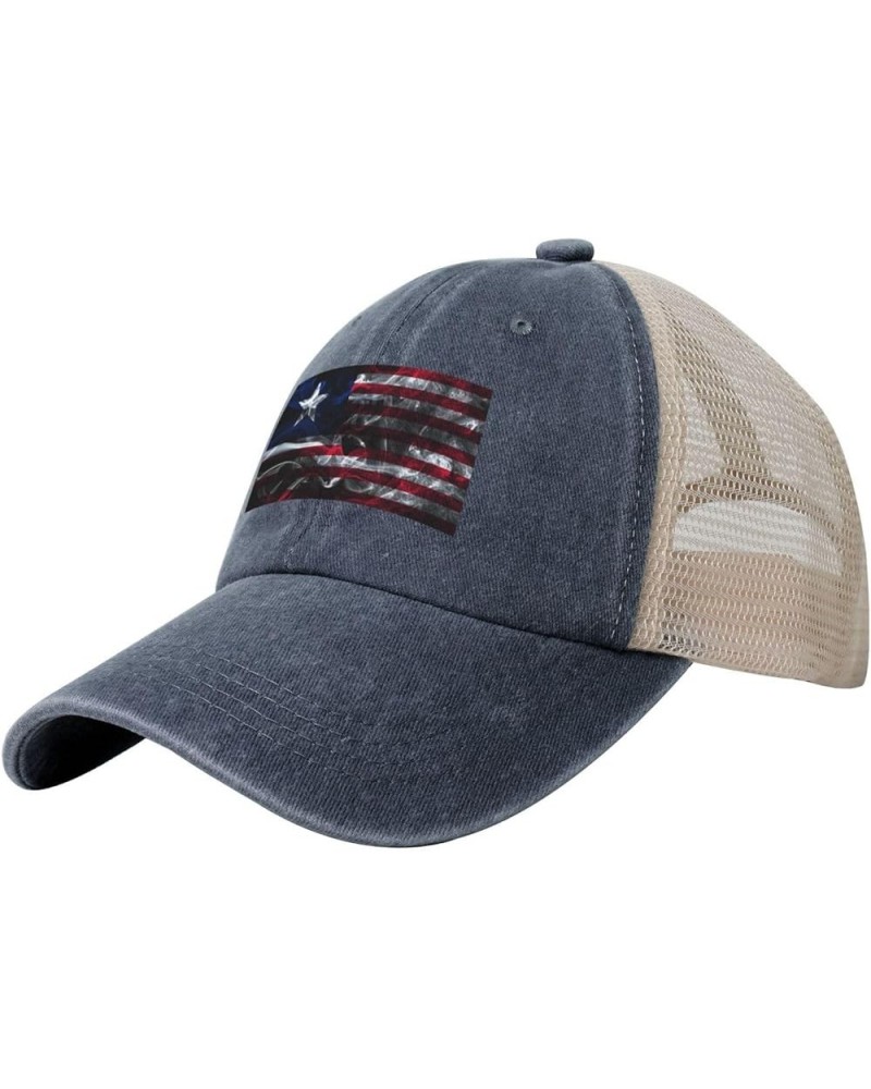 Smoke Flag of Texas Baseball Cap Women Men Mesh Back Hats Vintage Cowboy Hat Dad Caps Navy Blue $9.46 Cowboy Hats