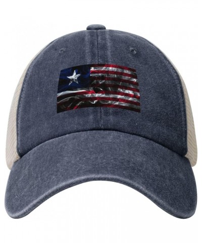 Smoke Flag of Texas Baseball Cap Women Men Mesh Back Hats Vintage Cowboy Hat Dad Caps Navy Blue $9.46 Cowboy Hats