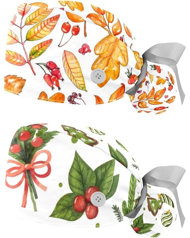 Thanksgiving Leaves Working Cap with Button Long Hair Adjustable Working Hat Ponytail Holder 2 Pcs Tie Back Hat Color 8 $8.79...