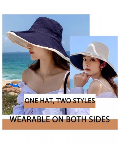 7" Women's Wide Brim Sun Hat, Large Foldable UV Protective Sun Hat, can be worn on both sides Blue $11.50 Sun Hats