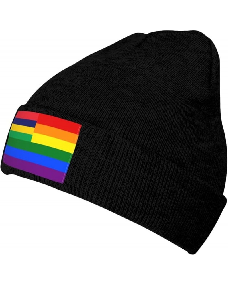 Mauritius Rainbow Flag Beanie Hat for Men Women Knit Skull Cap Warm Hats Black Knitted Caps Black $10.89 Skullies & Beanies