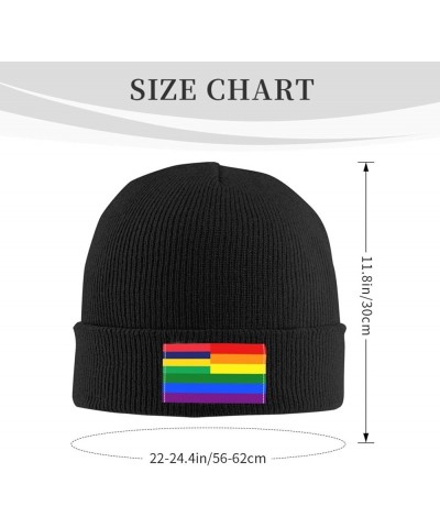 Mauritius Rainbow Flag Beanie Hat for Men Women Knit Skull Cap Warm Hats Black Knitted Caps Black $10.89 Skullies & Beanies