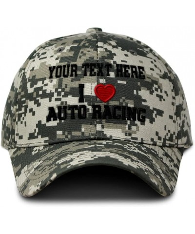 Custom Camo Baseball Cap I (Love) Auto Racing Red Heart Sports Lovers Cotton Pixel Camo Personalized Text Here $12.30 Basebal...