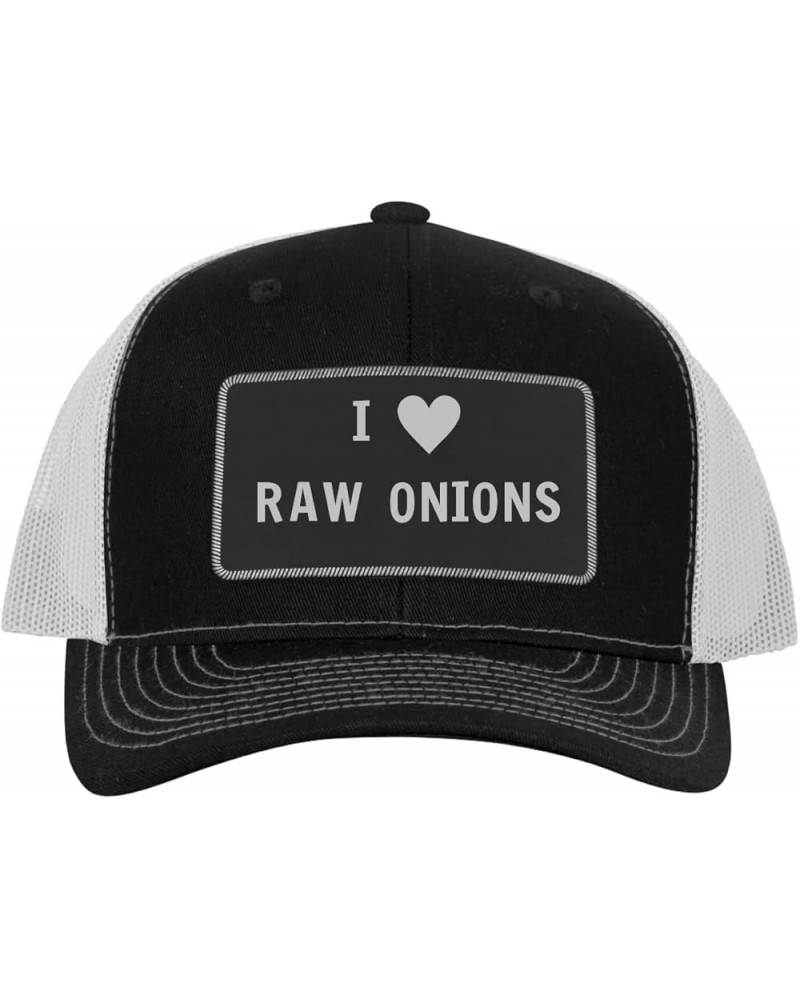 I Heart Love Raw Onions - Leather Black Patch Engraved Trucker Hat Black/white $16.21 Baseball Caps