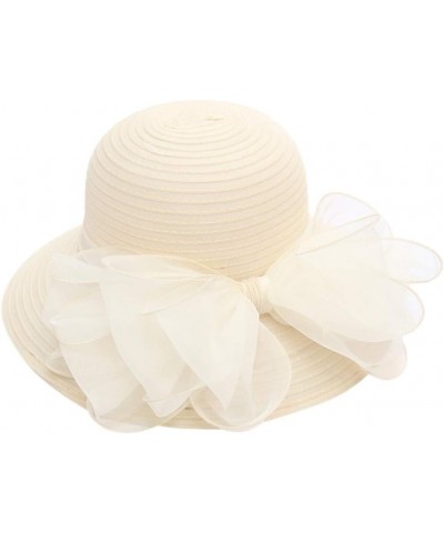 Women's Church Fascinator Bridal Tea Party Wedding Hat Marching Band Hats for Women J-beige $8.78 Rain Hats