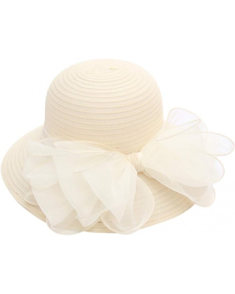 Women's Church Fascinator Bridal Tea Party Wedding Hat Marching Band Hats for Women J-beige $8.78 Rain Hats