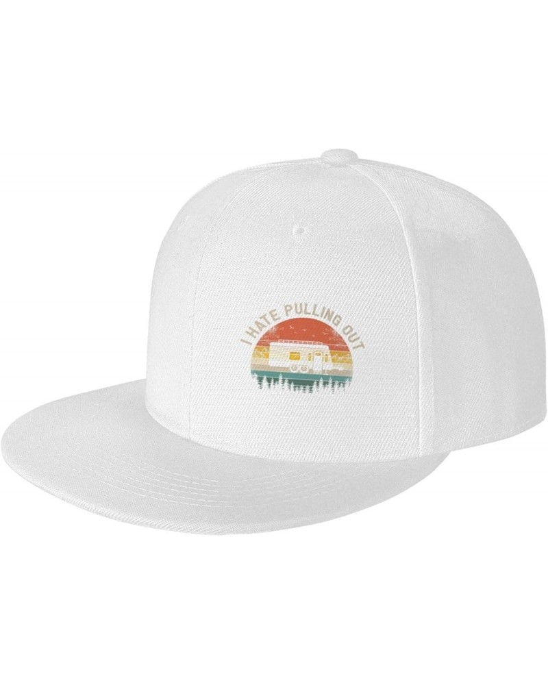 Camping I Hate Pulling Out Vintage Camper Travel Trailer Trucker Hat Men Baseball Cap Women Dad Hat Ponytail Hat Black White ...