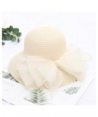 Women's Church Fascinator Bridal Tea Party Wedding Hat Marching Band Hats for Women J-beige $8.78 Rain Hats