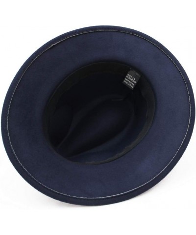 Mens Womens Wide Brim Fedora Wool Hat Retro Style Trilby Panama Wool Felt Hat Gentleman Hat Navy 56-58CM $11.18 Fedoras