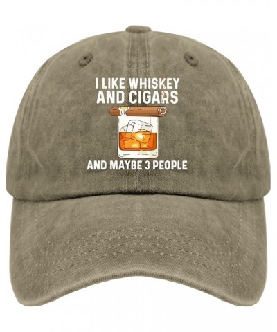 I Like Whiskey and Cigars and Maybe 3 People Hats Kawaii Hat Pigment Black Hats for Women Gifts for Daughter Pigment Khaki $1...