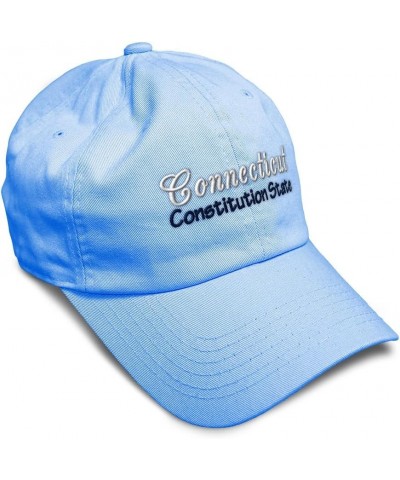 Soft Baseball Cap Connecticut Constitution State Cotton Dad Hats for Men & Women Light Blue $12.18 Baseball Caps