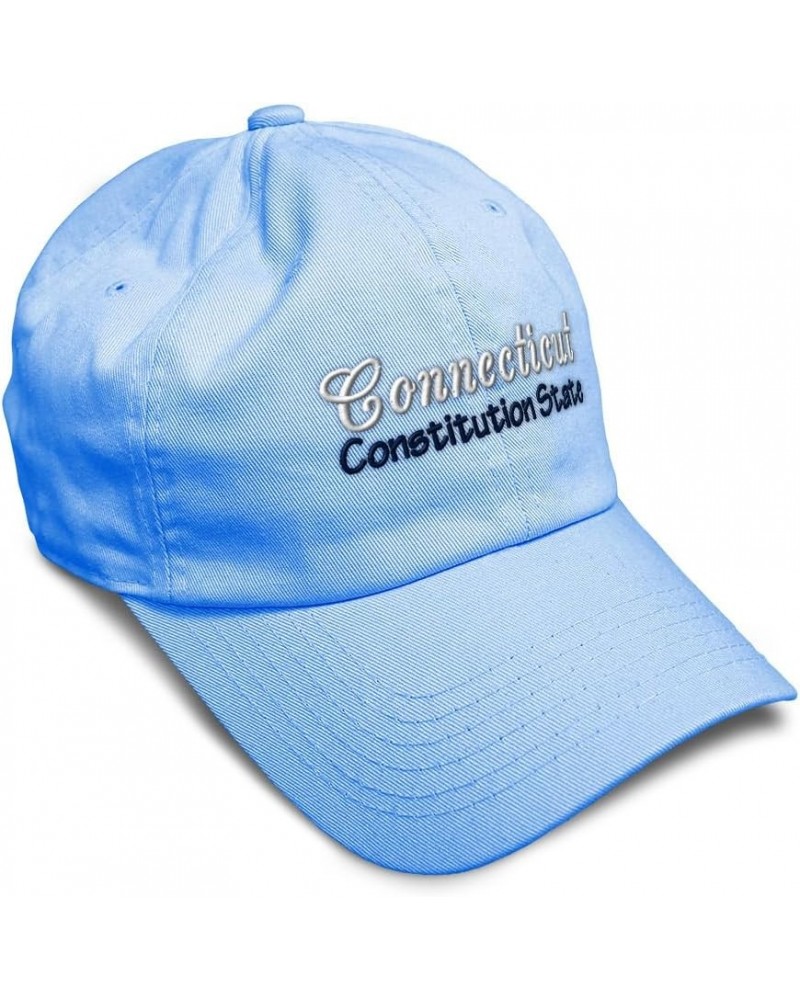 Soft Baseball Cap Connecticut Constitution State Cotton Dad Hats for Men & Women Light Blue $12.18 Baseball Caps