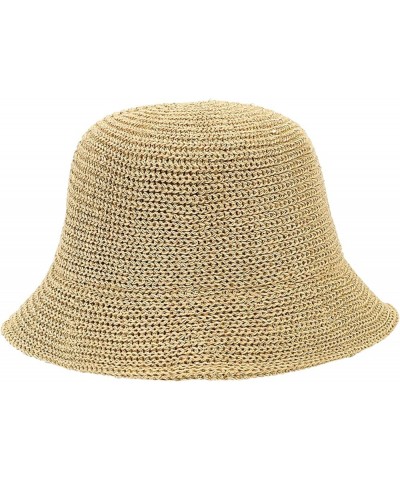 Women Mesh Woven Bucket Hat, Crochet Bucket Hat for Women Beach Hat, Trendy Sun Hat Packable Foldable A3：khaki $9.90 Sun Hats