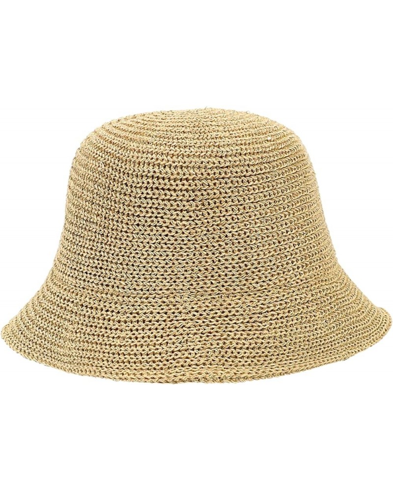 Women Mesh Woven Bucket Hat, Crochet Bucket Hat for Women Beach Hat, Trendy Sun Hat Packable Foldable A3：khaki $9.90 Sun Hats