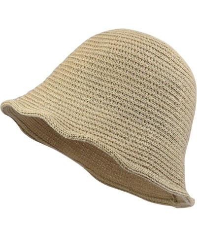 Women Mesh Woven Bucket Hat, Crochet Bucket Hat for Women Beach Hat, Trendy Sun Hat Packable Foldable A3：khaki $9.90 Sun Hats